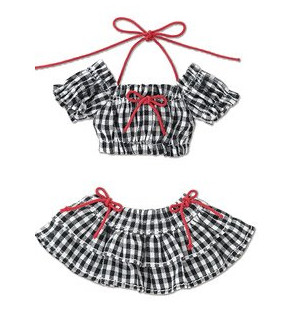 Gingham Check Puff Sleeve Bikini Set (Black Plaid), Azone, Accessories, 1/6, 4560120200231